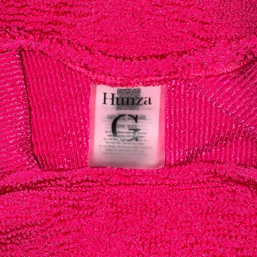 New Hunza G Denise Frill Swimsuit Metallic Crinkle One Piece  Pink Raspberry - Picture 4 of 8